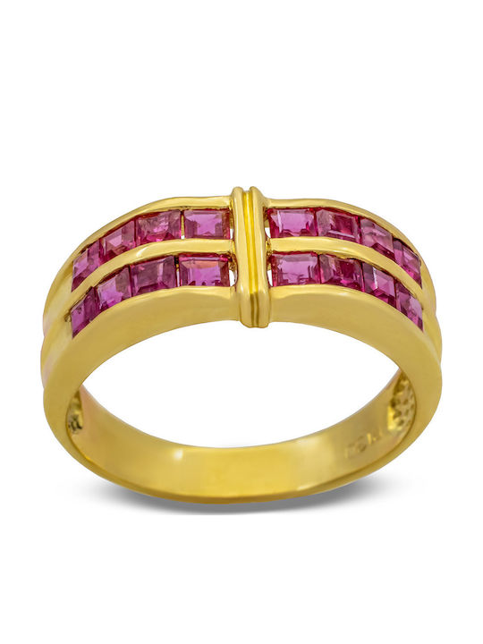 Savvas Design Ring with Stones made of Gold 18K