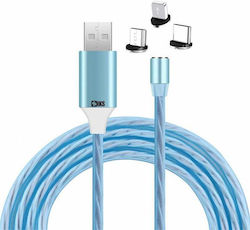 Siks 3in1 Magnetic Charging Cable Lightning Micro-usb Type-c Blue