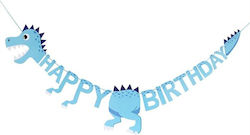 Happy Dino Birthday Διακοσμητική Γιρλάντα Πάρτι Μπλε