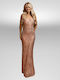 Maxi Βραδινό Φόρεμα Strapless Ροζ