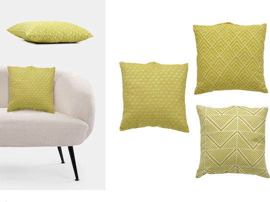 ArteLibre ArteLibre Throw Pillow Sofa Cushion Yellow 45x45cm Various Designs
