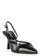 Patent Leather Black Heels with Strap
