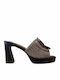 Leder Damen Pantoletten mit Chunky Hochabsatz in Schwarz Farbe