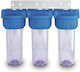 HidroWater Water Filtration System Triple Central Supply Micron 3/4'' FI-0903-04