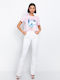 Women's Jean Trousers Flared Mid Rise White