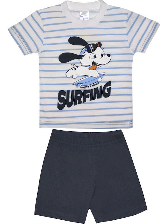 Pretty Baby Kids' Pajamas Summer Cotton White-Blue
