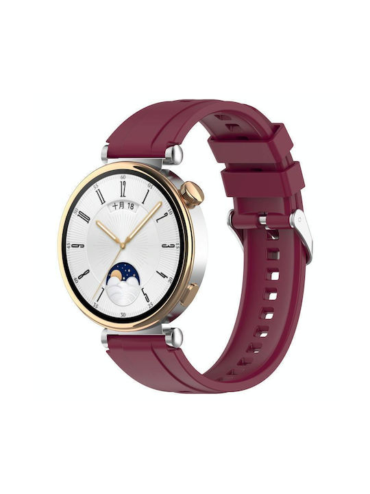 Huawei Watch Gt4 41mm Official Steps Style Silver Buckle Silicone Watch Band Wine Red
