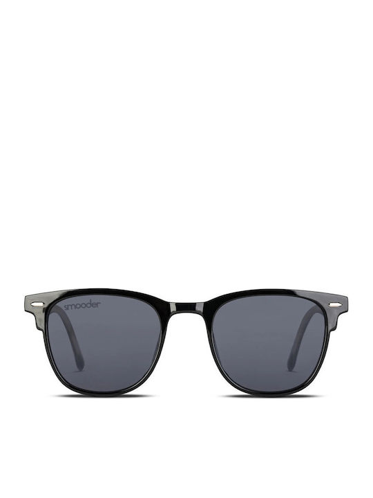 Smooder Unisex Sonnenbrille mit Schwarz Kunststoff Gestell und Gray Linse X019