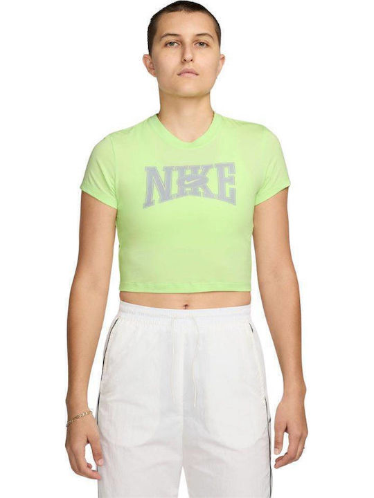Nike Γυναικείο Αθλητικό Crop T-shirt Liquid Lime