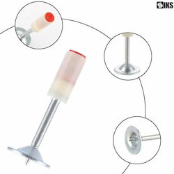 Set de cuie cu vârf de ciupercă Siks, pistol autopropulsat, 200 bucăți, 7,2 mm, alb argintiu