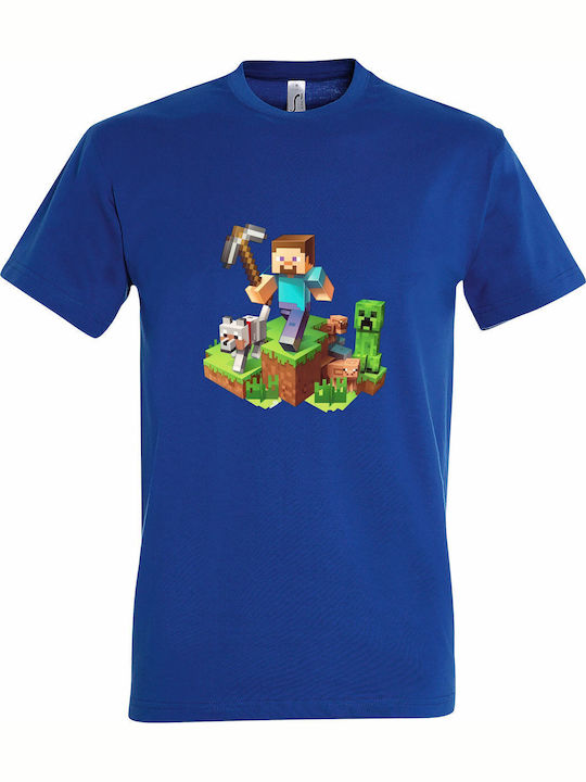 Детска тениска Royal Blue Minecraft Characters Plus Scene