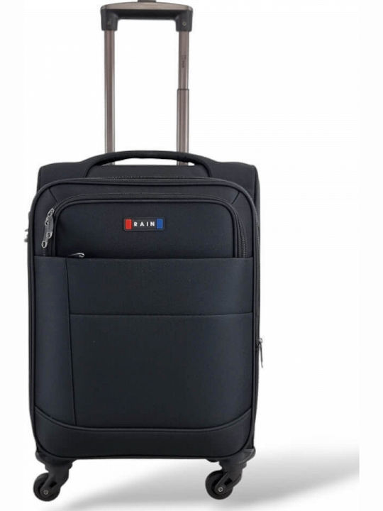Rain Large Fabric Black Travel Suitcase With 4 Wheels Height 75cm