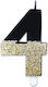 Lumânare Cifră 4 Negru Auriu 9 cm