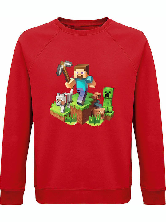 kirikoko Kinder-Sweatshirt Red Minecraft Charac...
