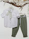 Baptism Suit for Boy White-Green A4777-lp Mi Chiamo Mc-25-a4777-lp