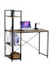 Ifestos Wooden Desk with Integrated Bookcase Black with Metal Legs 100x52x120cm