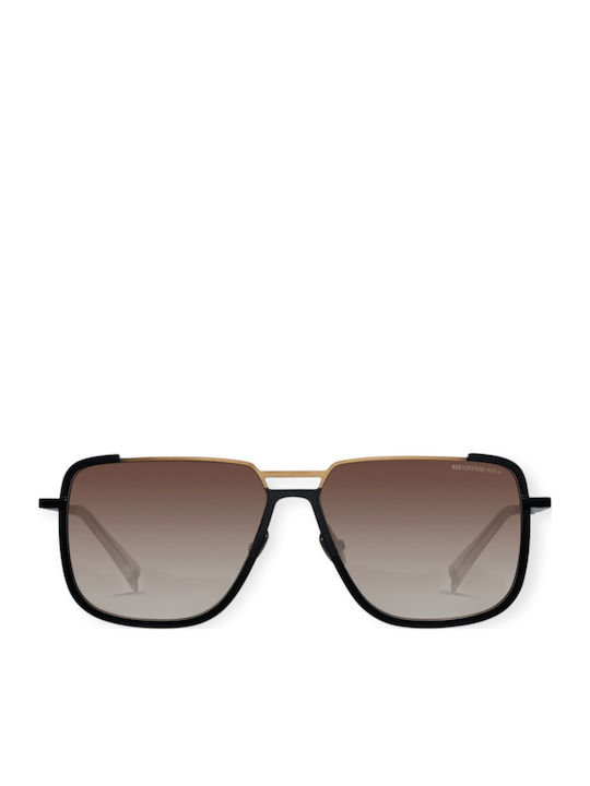 Kreuzbergkinder Massimo Men's Sunglasses with Black Metal Frame and Brown Gradient Lens MASSIMO C1