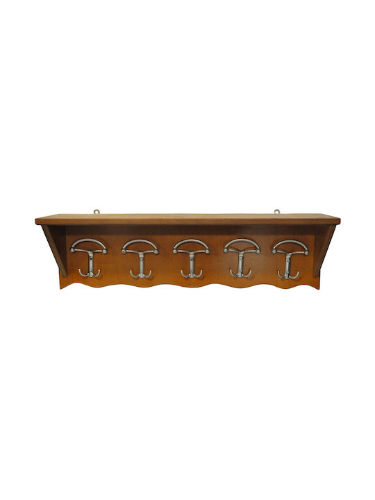 Cuier din lemn pentru haine și pălării miere-argintiu 75x20x21.5cm Pol 60-575-ms