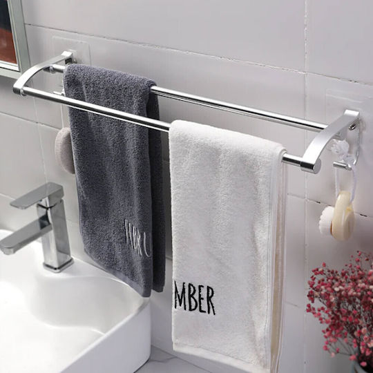 Wandmontierter Klebehaken für das Badezimmer 56cm 2 Haken Silber
