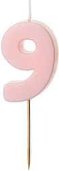 Number 9 Candle Pink