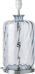 Table Lamp Base 1xE27 Blown Embossed Glass Silver Metal Pillar Ebb&flow Ba101042 Blue
