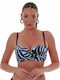 Strapless Bikinioberteil D mit Polsterung Tierdruck Blau
