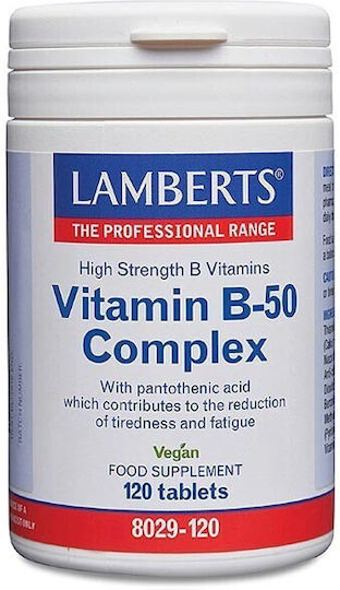 Lamberts Vitamin B 50 Complex Βιταμίνη για Ενέργεια, τα Μαλλιά & τo Δέρμα 50mg 120 ταμπλέτες