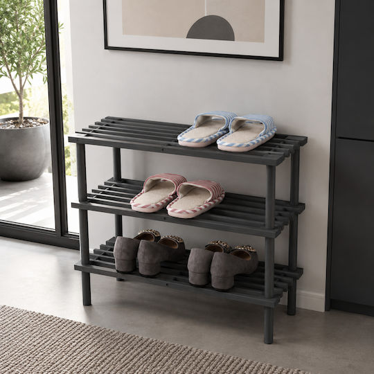 Holz Schuhregal Grau 74x26x49cm Sidirela E-3774