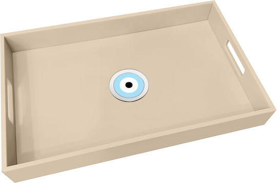 Beige Corian Plexiglass Tray Eye Inox 40 X 25 X 5.20cm Ac1851
