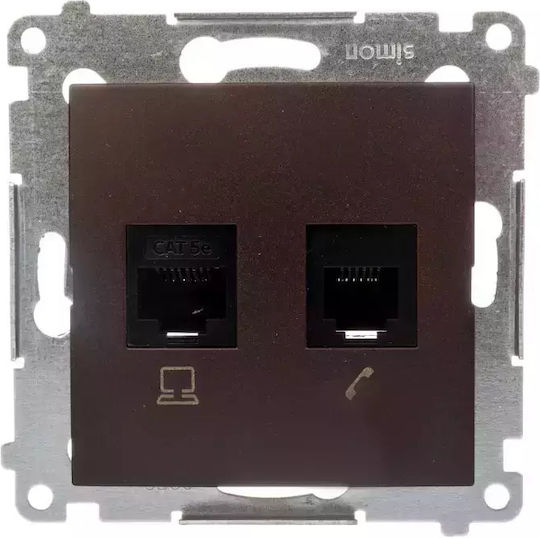 Simon 54 Elektrische Steckdose Rj45 Cat.5e + Rj12 Matt D5t.01/46