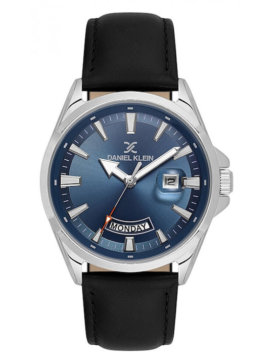 Daniel Klein Ανδρικό Ρολόι 42mm Χρονογράφος Μπαταρίας με Μαύρο Δερμάτινο Λουράκι