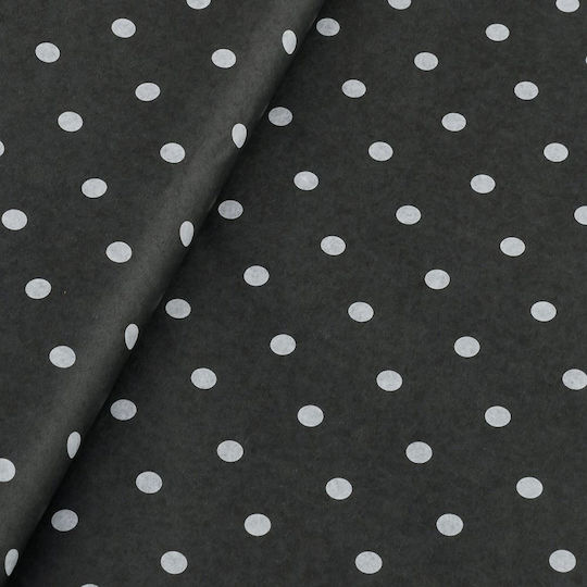 Tissue Paper Polka Dot Small Black White 100 sheets 50x70cm 18gsm