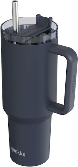 Quokka Handled Tumbler Stainless Steel BPA Free 1.2L Black with Straw and Handle