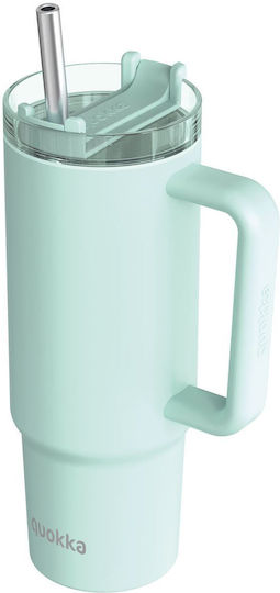 Quokka Handled Tumbler Stainless Steel BPA Free 950ml Turquoise with Straw and Handle