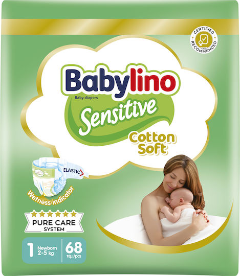 Babylino Klebeband-Windeln Sensitive Cotton Soft Nr. 1 für 2-5kg 68cm