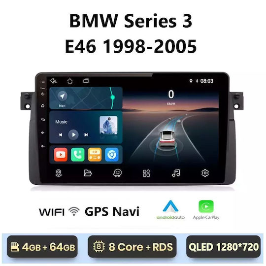 Ηχοσύστημα Αυτοκινήτου για BMW E46 1998-2005 (Bluetooth/USB/WiFi/GPS/Apple-Carplay/Android-Auto) με Οθόνη Αφής 9"