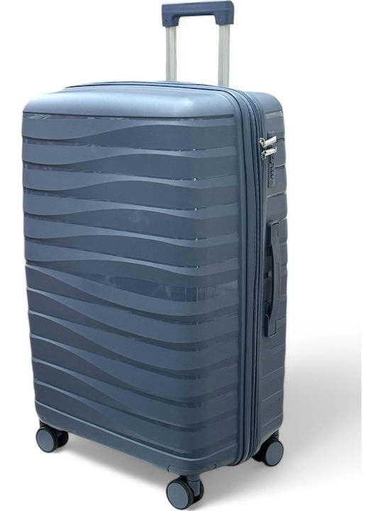 Olia Home Großer Reise Koffer Grau Blau mit 4 Rädern Höhe 85cm