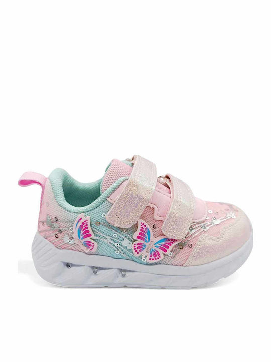 Παιδικά Sneakers με Σκρατς & Φωτάκια Ροζ