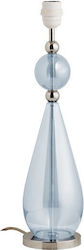 Table Lamp Base 1xE27 Blown Glass 47cm Silver Metal Smykke Ebb&flow Ba101148 Blue