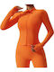 Long Women's Cardigan with Zipper Orange