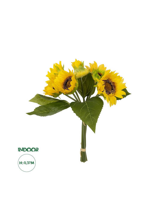 Globostar Artificial Garden Yellow Sunflower Branch 21386 Decorative Artificial Bouquet Sunflower Yellow Y37cm