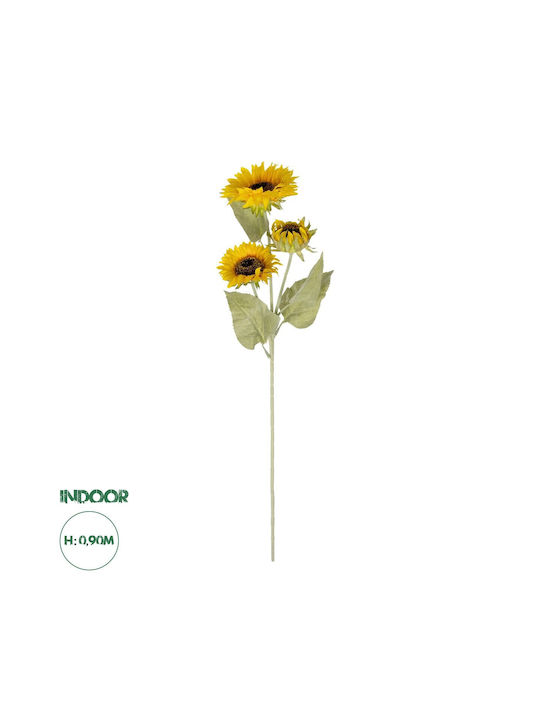 Globostar Artificial Garden Yellow Sunflower Branch 21380 Decorative Artificial Yellow Sunflower Branch Y90cm
