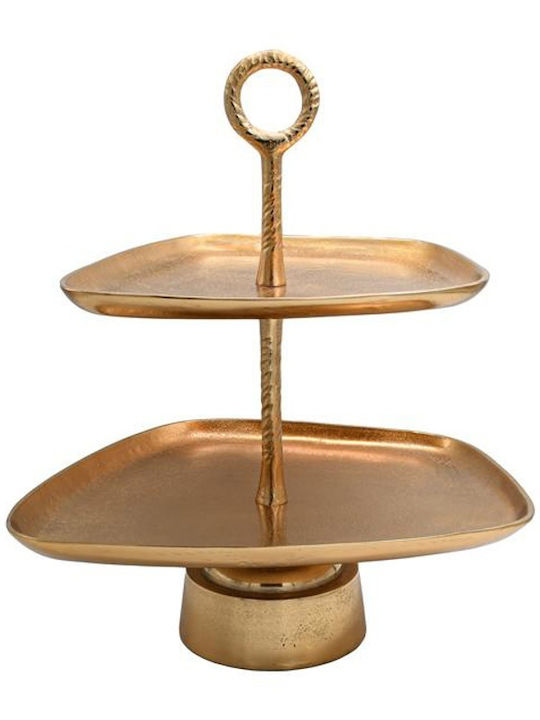 Fylliana Fl11395 Μεταλλική Εταζέρα 2 Ορόφων Χρυσή Ø42xY45cm Π42xΜ35xΥ45cm