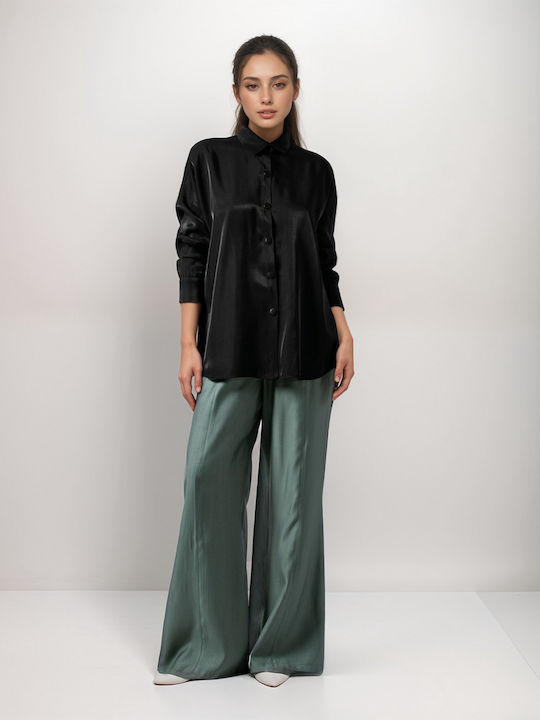 Langärmelig Damen Hemd Black