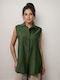 Ärmellos Damen Hemd Green
