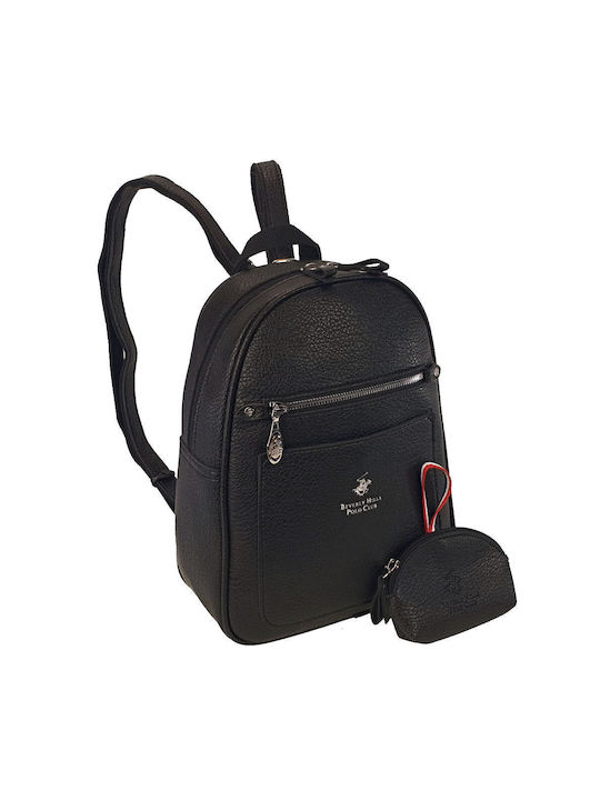 Beverly Hills Polo Club Leather Women's Bag Backpack Black BH-4132