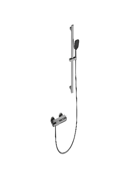Acp Shower Column Digital Temperature Display & Mechanical Buttons – Gun Grey