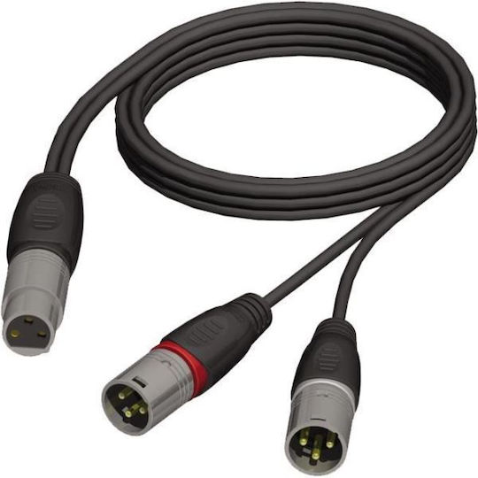 Adam Hall Cable XLR male - 2 x XLR female Μαύρο 1.5m 56200-850