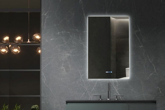Acp Καθρέφτης Μπάνιου Led 70x120cm Αφής Αντιθαμβωτική Λειτουργία & Ένδειξη Θερμοκρασίας