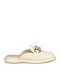 Leather Mules with Heel in White Color